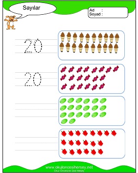 okul öncesi 1 sayısı çizgi çalışması